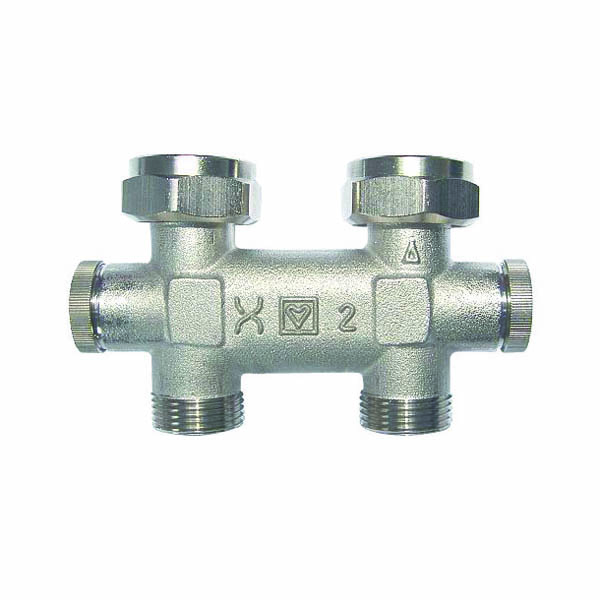 HERZ 3000-TP aanvoer- en retourverdeler met vaste bypass   t.b.h. eenpijpssysteem